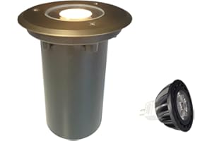 COLOER In-Ground Well Lights with Die-cast Brass Top, 12 Volt Low Voltage LED Outdoor Low Voltage Pathway Lights, 5W 2700K Warm White Outdoor Landscape Driveway Lighting(303B,1-Pack with Bulb)