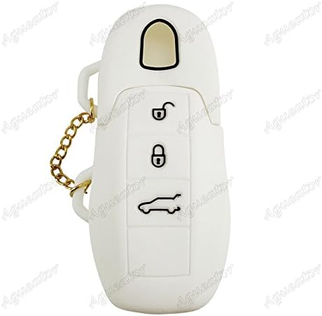 Aguetaor - Silicon Remote Shell Car Key Case 3 Button Fit for Porsche 911 Cayenne White