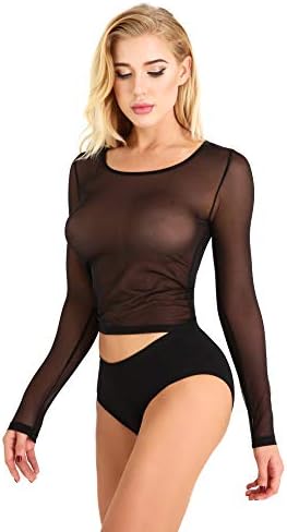 JnZeBlyWomens Sheer See-Through Gauze Crop Tops