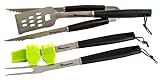Backyard Dudes BBQ Grilling Tools 4 Pc Stainless Steel Professional Grade Heavy Duty Utensils -Spatula Tongs Fork Silicone Brush- Great For Patio Barbecue Party BBQ Grilling Accessories