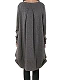 ZANZEA Women's Solid Round Neck Pockets Casual Long Sleeve Loose T Shirt Dress