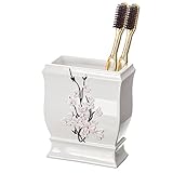 Creative Scents Vanda Bathroom Toothbrush Holder, Family Brush Toothpaste Cup- Holds Multiple Standard/Electric Toothbrushes-for Elegant Bath Shower Decor (White)