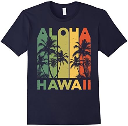 Mens Vintage Hawaiian Islands Tee Hawaii Aloha State T-Shirt Large Navy