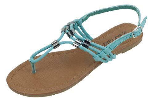 The bay womens roman gladiator sandals flats thongs shoes w/metal…