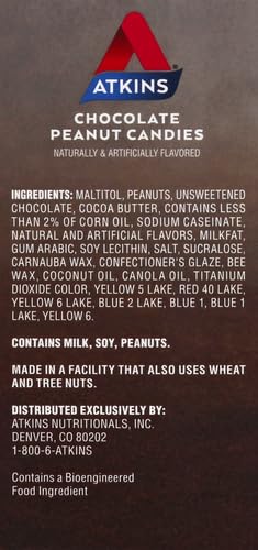 ATKINS ENDULGE CHOCOLATE PEANUT CANDIES, DESSERT FAVORITE, 0G SUGAR, 20 COUNT