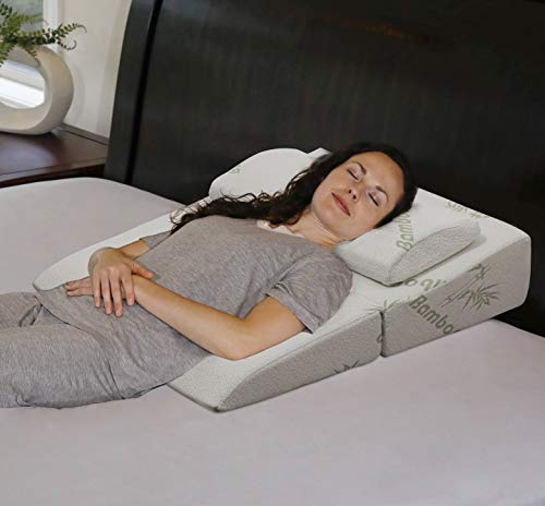 InteVision Memory Foam Foldable Bed Wedge with Headrest Pillow System (32