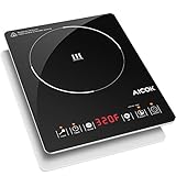 Aicok Portable Induction Cooktop 1500W, Countertop Burner with Power, Temperature and Timer, Black