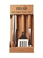 3 Piece Grilling Accessories Set - Tongs, Spatula & Fork - Heavy Duty Stainless Steel Barbecue Grill Tools with Solid Hard Wood Handles - By BBQ-Aid