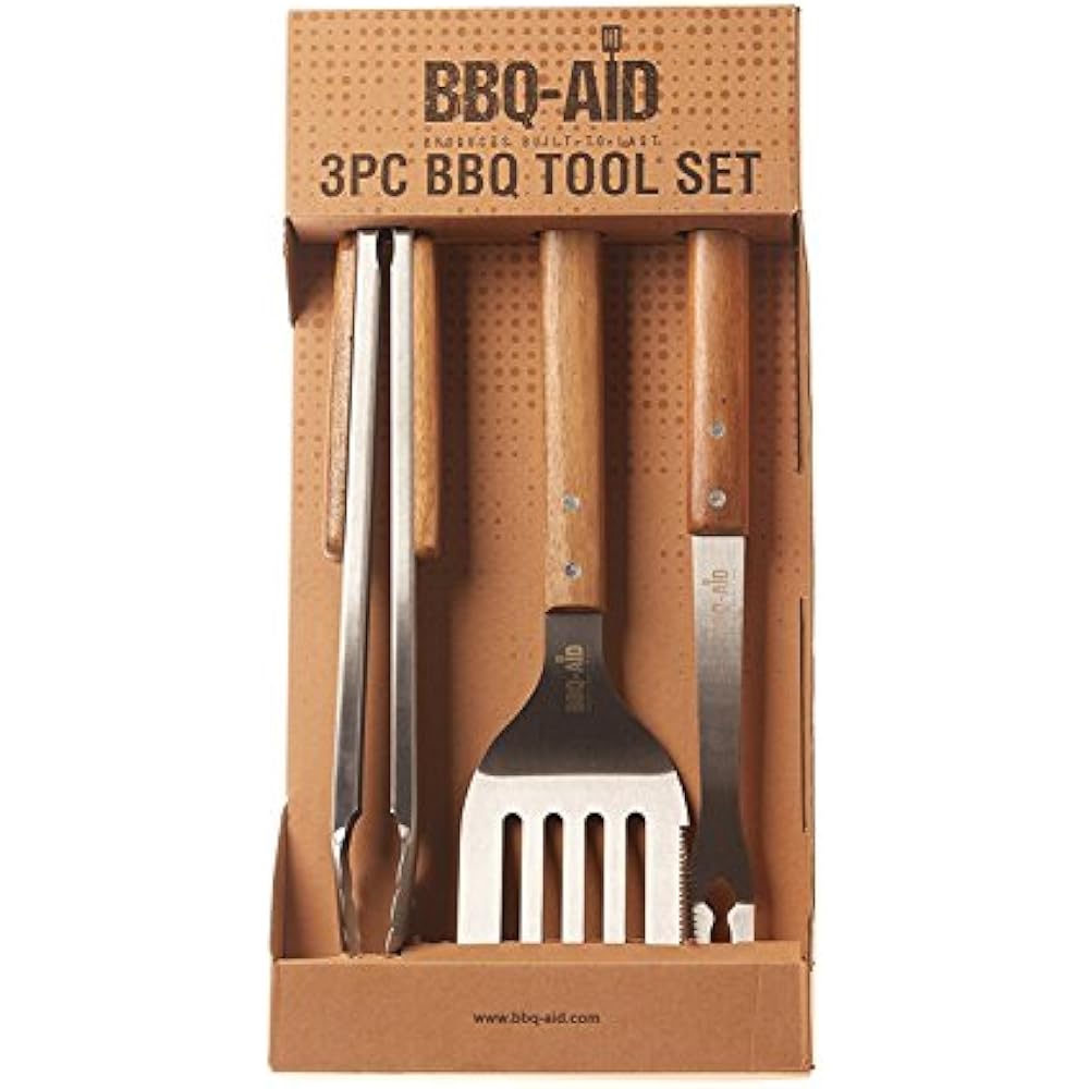 BBQAid Barbecue Tool Sets 3 Piece Grill Accessories Tongs, Spatula