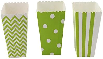 YouMeBest Paper Popcorn Boxes Chevron Striped Polka Dot Green 36PCS