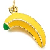 Clotiry 10Pcs Cute Bright Yellow Banana Charms Brass Enamel Creative Fruit Pendants for Jewelry Making Necklace Earring Crafting