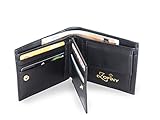 Luxury black leather wallet – men – RFID protection - coin pocket - excellent soft calfskin nappa - genuine leather - ID window – 2 bill compartments - business purse - bifold - trifold