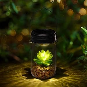 Solar Powered Lantern Mason Jar Solar Lights Artificial Succulent Hanging Glass Terrarium DIY Kit Glass Planter Solar…