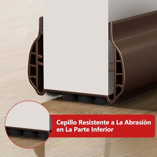 ISTENTINFY Guardapolvo y Protector para Puerta, 2 Piezas Cubre Polvo y Tira de Sellado para Puerta Exteriores e Interiores, Reduce el Ruido, Bloquea el Polvo y el Aire Frío, Marrón