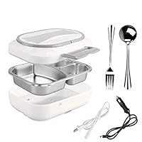 LUCKSTAR Electric Heating Lunch Box -12V Car Use and 110V Home Office Use 2 in 1 Portable Electric Heating Food Warmer, Bento Meal Heater Lunch Box with 304 Removable Stainless Steel Container
