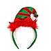 Sakolla Christmas Elf Headbands Hats - Elves Party Hats with Jingle Bells Feather for Santa Party, Christmas Eve Photo Booth - 9 x 5 inch, Red/Green