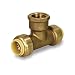 Pushlock UPCTF34 Tee x Female Pipe Fittings Push to Connect Pex Copper, CPVC, 3/4 Inch, Brass, 3/4"