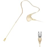 KIMAFUN Headset/Headworn Microphone Single Earset Ear-Hook Over Ear Hanging Condenser Mic Compatible with Audio Technica Wireless System Bodypack Transmitter, Performance, Theater, Lecture - Beige T4