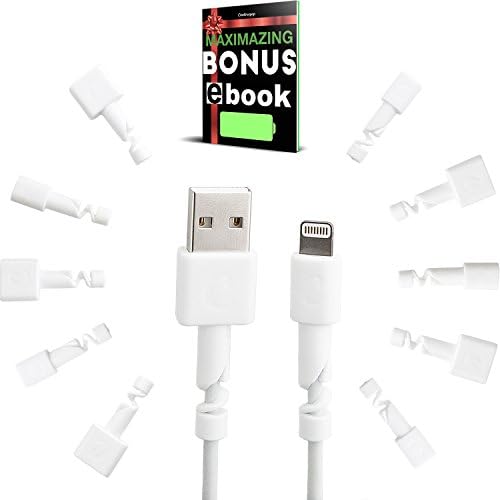 Cord Saver for Apple Lightning Cables – 6 Pairs of White Cable Protectors for Chargers - iPhone, iPad, and iPod USB Cords Sleeves