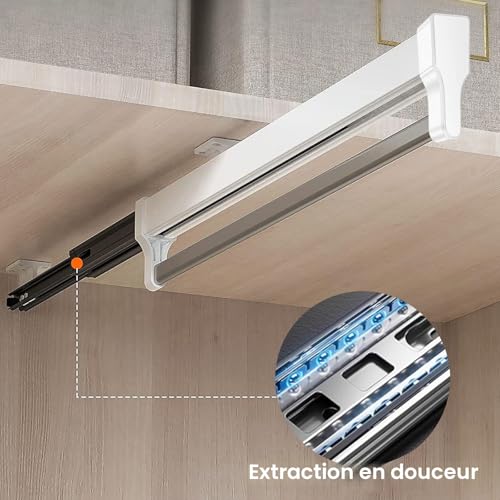 MAFAGE Extendable Clothes Rail Pull Out Clothes Rail Adjustable Telescopic Bar 397mm White