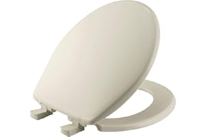 Bemis 730SLEC Slow Close Toilet Seat, Easy Clean Hinges and Durable Plastic Seat, Made in USA, Round, Biscuit