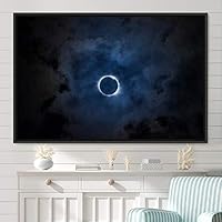 Framed Canvas Wall Art Solar Eclipse Aerial Astronomy & Space Expressive Global Moon Multicolor Photography Realism Warm - 16x24 inches