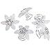 Set Kit of Gorgeous Weddings / Proms / Balls Hair Decorations With 12pcs Silver Colored Spirals / Twists / Twisted Pins / Clips / Curlies In White Acrylic Flowers Shapes Studded With Clear Rhinestones / Crystals / Gemstones By VAGA