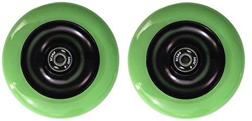 SCSK8 Solid Core 110mm Stunt Scooter Wheel Black Core/Green Tire Set of 2