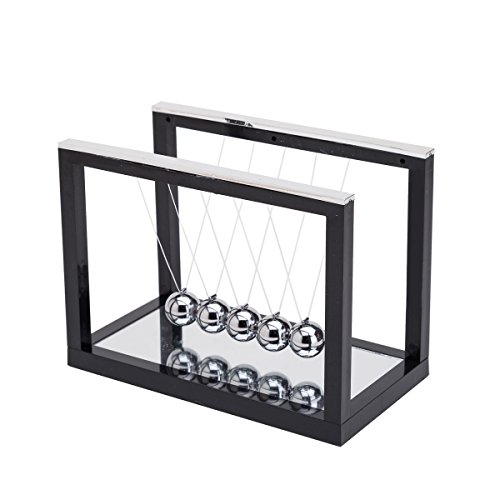 thy collectibles newtons cradle balance balls con espejo escritorio decoración superior juguete de movimiento cinético para el hogar y la oficina