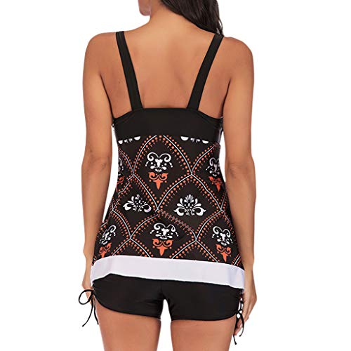 Women Plus Size Print Tankini Swimjupmsuit Swimsuit Beachwear Padded Swimwear Black