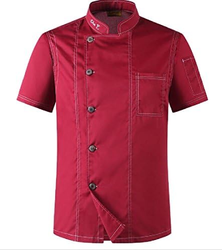 EKU Men Coat Short Sleeve Chef Jacket Restaurant Cook Uniform