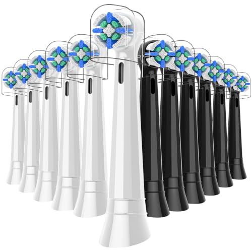 12 IO Brush Heads Compatible with Oral B iO 2 3 4 5 6 7 8 9 10 Electric Toothbrush, Replacement Toothbrushes Compatible with Oral B iO for Teeth Cleaning (Black White)