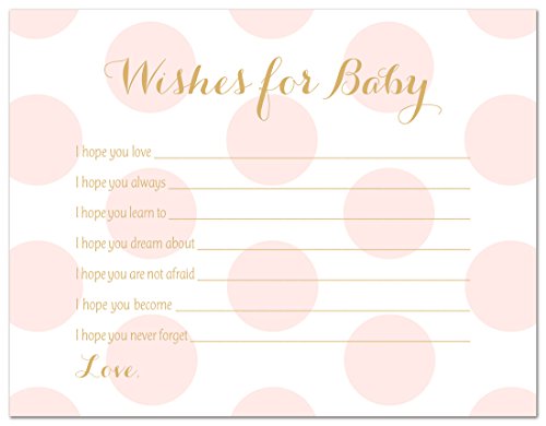 48 Polka Dots Gold Baby Shower Wish Card Pink Baby Stationery 48 Polka Dots Gold Baby Shower Wish Card Pink Baby Stationery