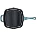 Ayesha Curry Cast Iron Square Griddle Pan/Grill with Pouring Spouts, Small, Twilight Teal