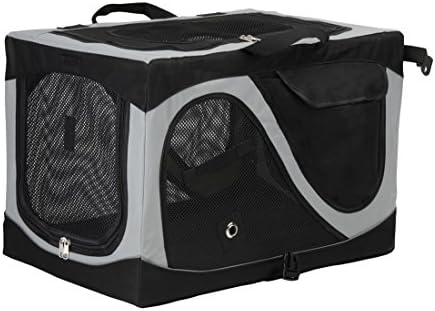 Captain Pet Indoor & Outdoor Soft Crate Foldable Pet House Travel Carrier with Steel Frame Suit for Small Dogs & Cats (XXS:19.5"L13.5"W13.5"H, Black/Grey)