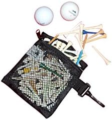 Hotshot golf tees,balls visible mesh bag with durable 1" snap hook Made in USA. (Black)