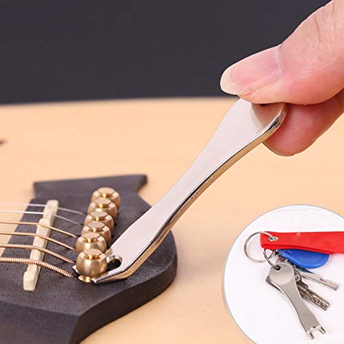 interjunzhan Musical Tool Keychain Guitar Bridge Pin Puller Acoustic Ukulele String Nail Peg (1Pcs) Silver