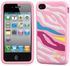 MYBAT Rainbow Zebra/Pink Pastel Skin Cover compatible with Apple iPhone 4/4S