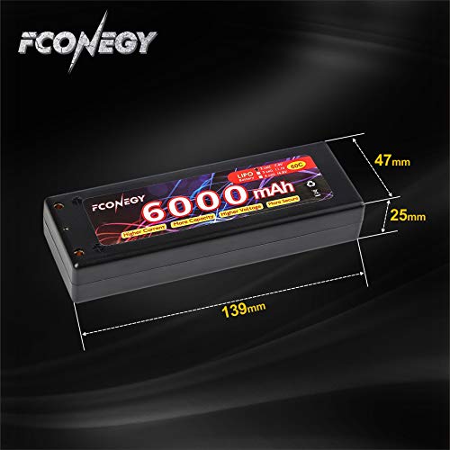 FCONEGY 2S Lipo Akku 7.4V 6000mAh 60C RC LiPo Batterie Wiederaufladbar Lithium Batterien mit 4mm Kugel Deans T Stecker… – Bild 4