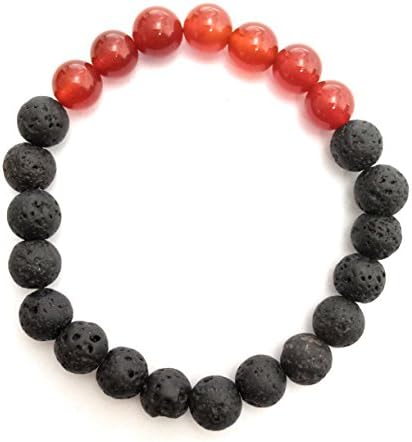 Diyaan International Red Carnelian, Onyx, and Lava Rock Mix Bracelet / Energy Bracelet / Oil Diffuser Bracelet / Healing Stones / Root Chakra / 8mm