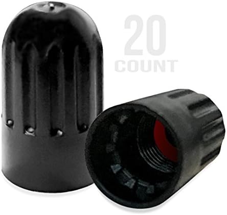 Valve Stem Caps TPMS Long Black Tire Caps with Rubber Seal for Air Tire Pressure (20)