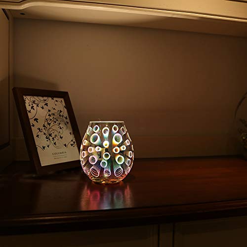 COOSA 3D Effect Electric Incense Oil Warmer Beautiful Glass Wax Tart Burner Fragrance Candle Wax Warmer Night Light Aroma Decorative Lamp for Home Office Bedroom Living Room Gifts & Decor