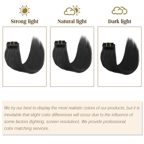 ABH AMAZINGBEAUTY HAIR Clip in Hair Extensions Human Hair Straight Clip in Extensions Full Head Clip in Remy Human Hair Clip ins Jet Black Color #1 Reusable Invisible 8Pcs 20 Inch 120 Grams