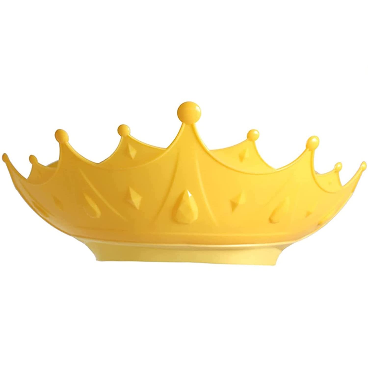 LATRAT Bath Protection Soft Cap Hat, Crown Shape Adjustable Children's Shower Cap Swimming Cap Baby Shampoo Cap with Eye Protection Ear Protection, Yellow
