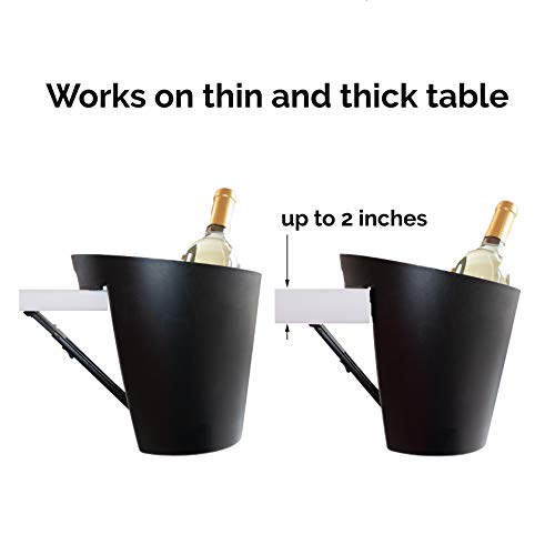 Space saver Ice Bucket, Patented mechanism, Designed in France, Adjustable for table top thickness up to 2 inches, Matte Black, Simple Design, Space saving mechanism, Passed 11 Lbs Safety Test - Thumbnail 7