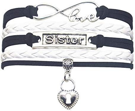 HHHbeauty Big Little Sister Bracelet - Cute Heart My Sister Charm Bracelet for Sister, Women