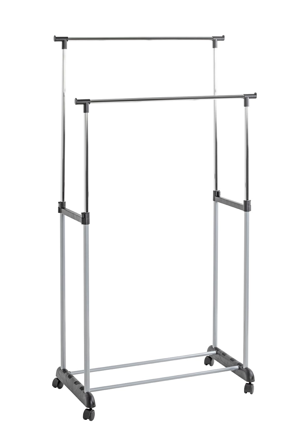 HAKU Wardrobe alu, chrome, black, Synthetic Material, Metal - Dim.: W 80 x H 96-165 x D 42 cm, Style: Modern
