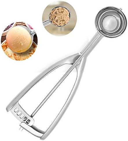 Ice Cream Scoop, Hiash Stainless Steel Trigger Medium Cookie Scoop, Melon Baller, Baking, Fruit Salad Scoop, Spoon Kit