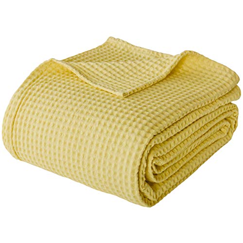 PHF 100 Cotton Waffle Weave Blanket Queen Size 90" x 90" for Home