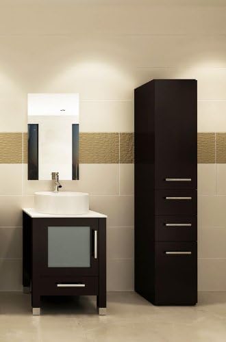 23.7" Mini Lune Small Vessel Sink Modern Contemporary Bathroom Vanity Cabinet with Phoenix Stone Top